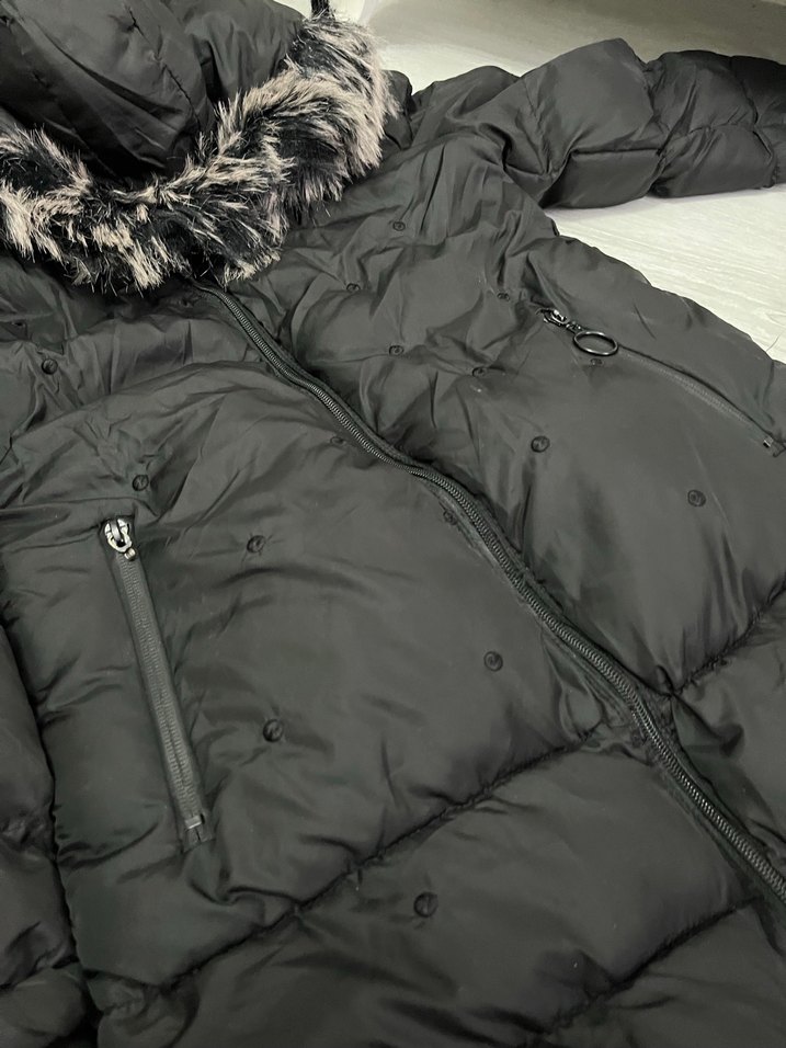 Kürklü Siyah Uzun Kışlık Mont - Görsel 2