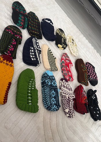 Renkli Nakışlı Kadın Triko Ev Terlikleri - Görsel 6