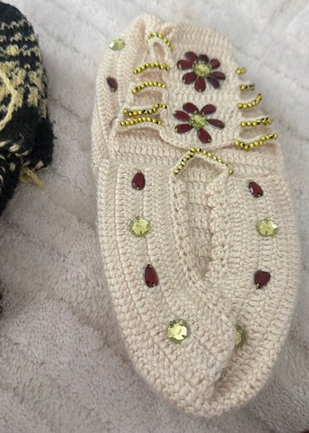 Renkli Nakışlı Kadın Triko Ev Terlikleri - Görsel 3