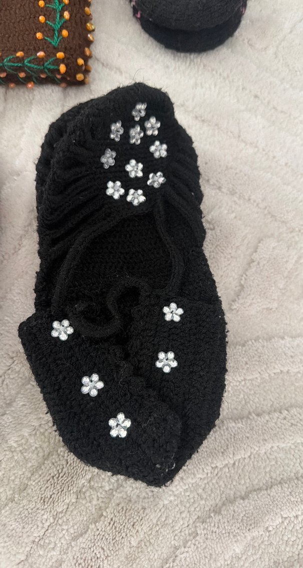 Renkli Nakışlı Kadın Triko Ev Terlikleri - Görsel 5