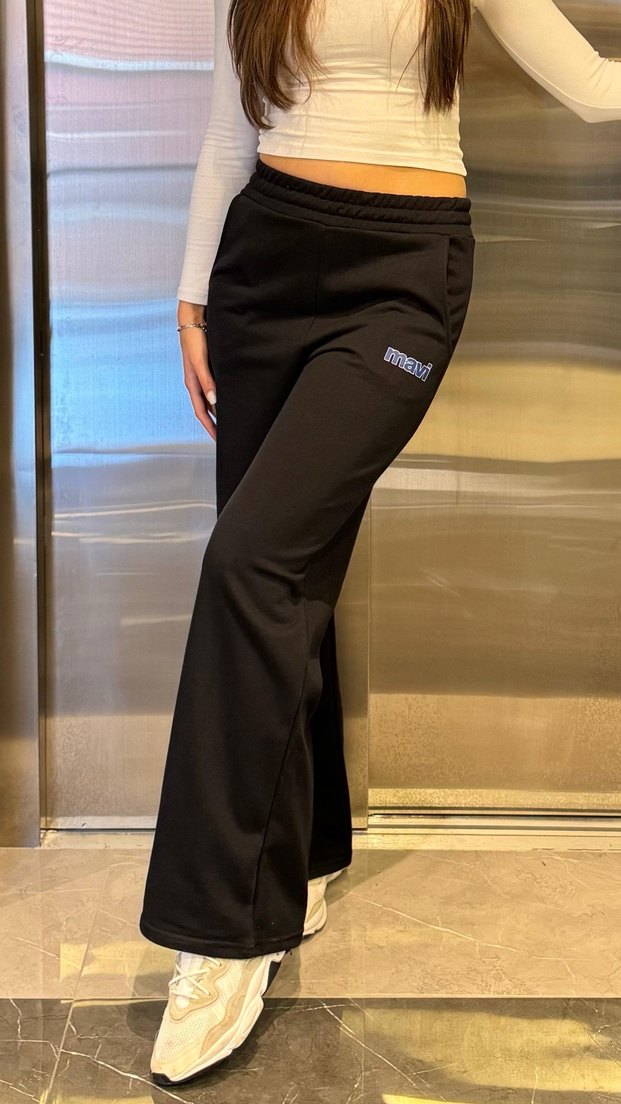 Siyah Rahat Kesim Kadın Eşofman Altı - Görsel 2