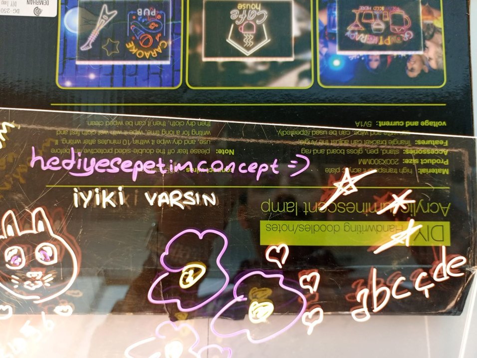 neon LED görünümlü ışıklı yazı tahtası - Görsel 4