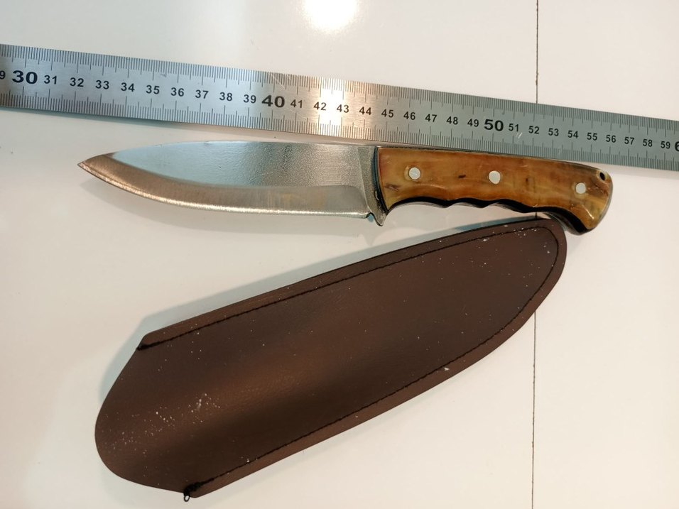 Koç Boynuzu Saplı Bıçak ve Kılıfı - Görsel 3