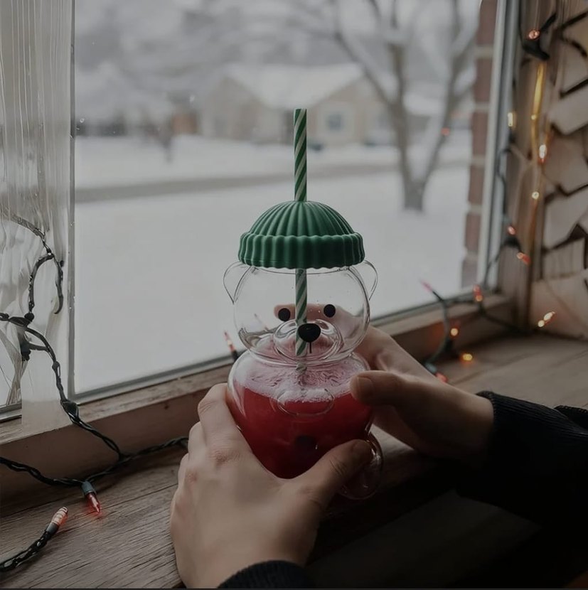 Goggy Bear  Yeşil Kapaklı Ayı Tasarımlı Renkli Bardak - Görsel 3