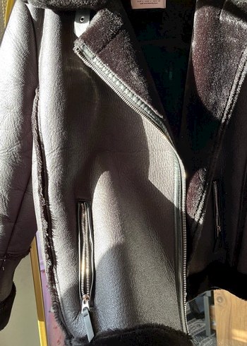 Kürk Detaylı Kahverengi Deri Kadın Ceket - Görsel 4