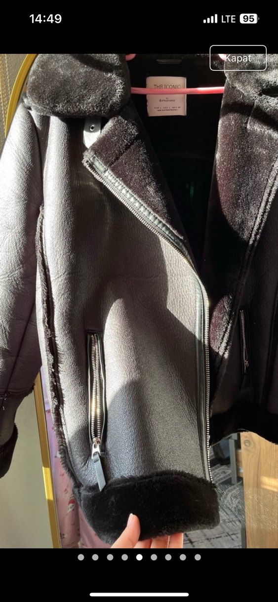 Kürk Detaylı Kahverengi Deri Kadın Ceket - Görsel 4