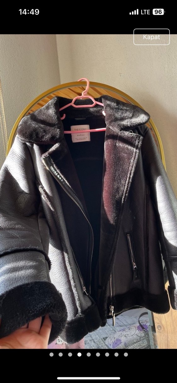 Kürk Detaylı Kahverengi Deri Kadın Ceket - Görsel 3