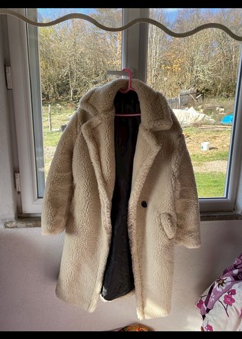 Bej Midi Peluş Kadın Kaban - Görsel 2