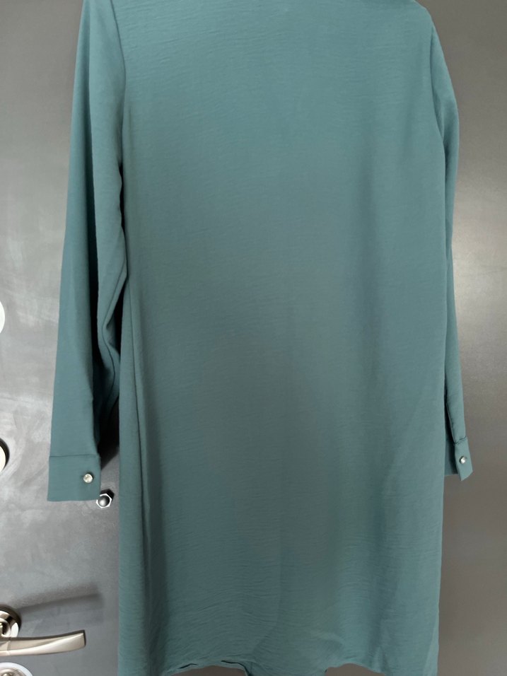 Uzun Kollu Fırfırlı Keten Tunik - Görsel 3