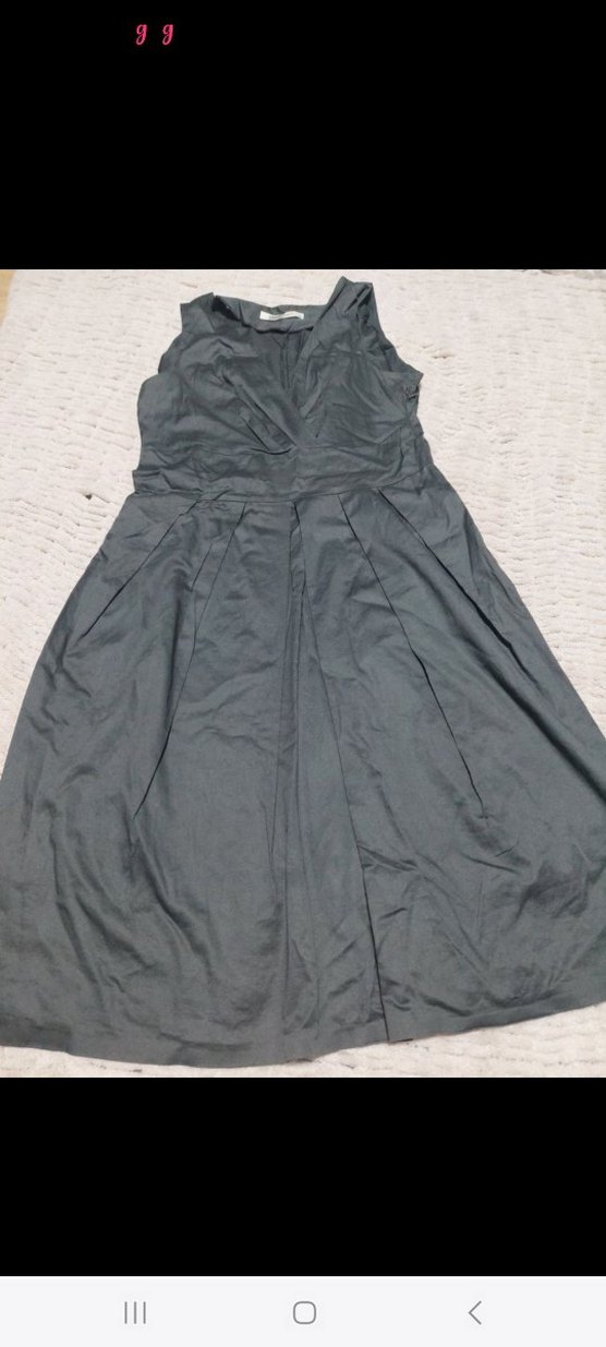 Siyah Drapeli Midi V Yaka Elbise - Görsel 2