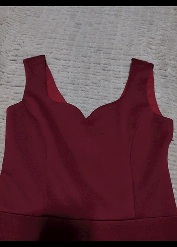 Bordo V Yakalı Midi Kadın Elbise - Görsel 2