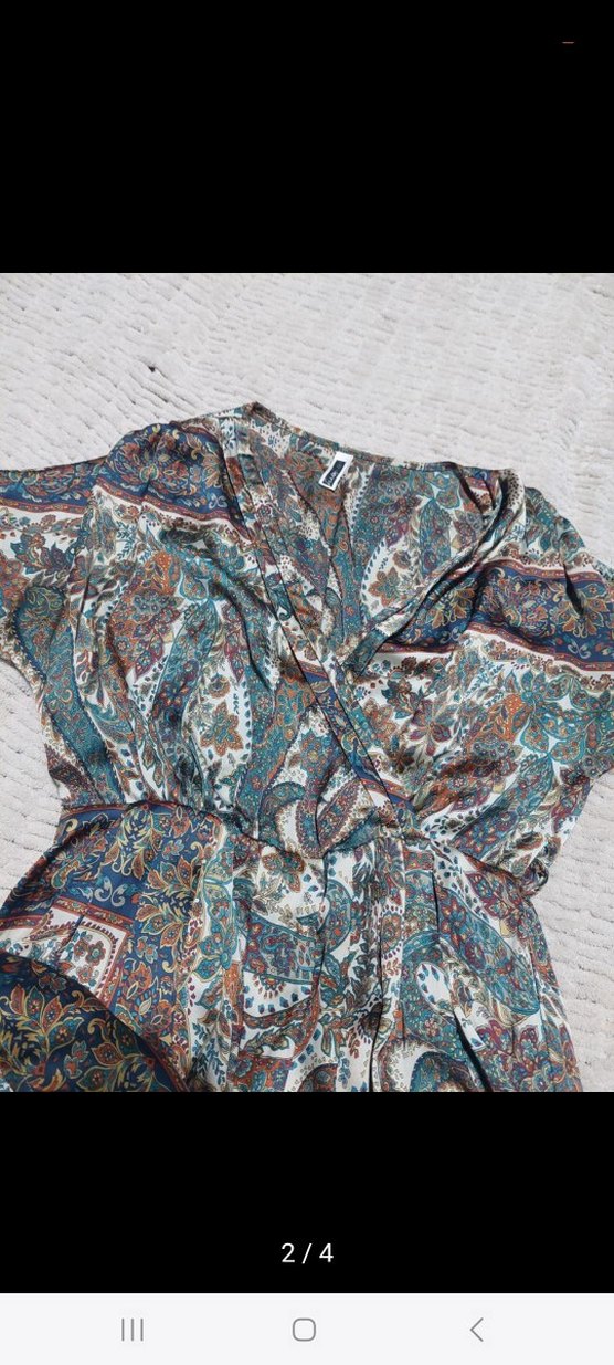 Bohem Çok Renkli  V Yaka Elbise - Görsel 2