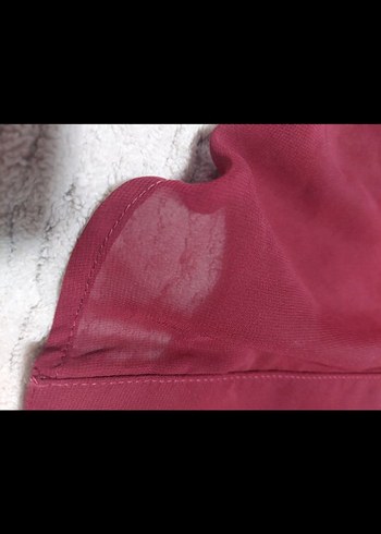 Bordo Uzun Kollu Düğmeli Kadın Gömlek - Görsel 2