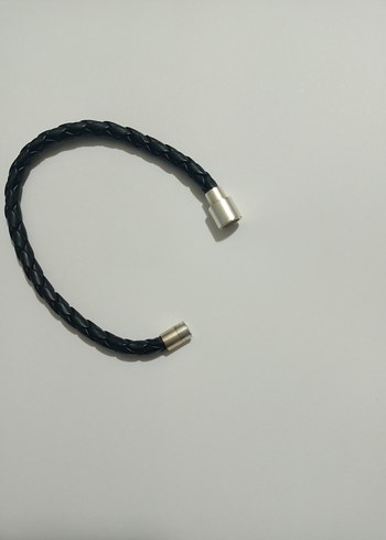 Siyah deri Örgü Erkek Bileklik - Görsel 2