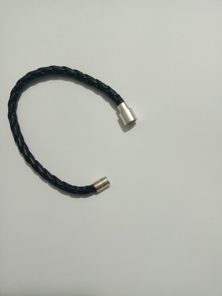 Siyah deri Örgü Erkek Bileklik - Görsel 2