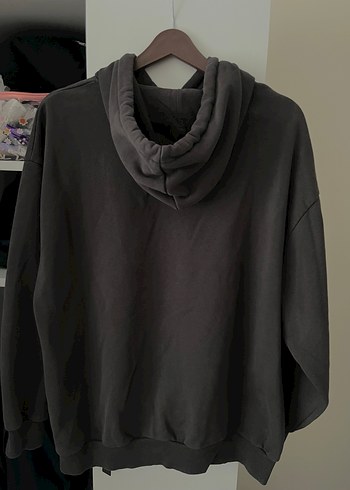 Koyu Gri Kapüşonlu Oversize Sweatshirt - Görsel 4
