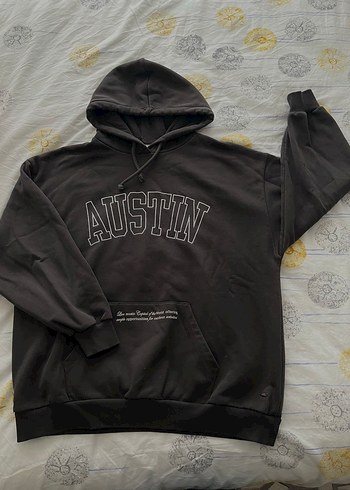 Koyu Gri Kapüşonlu Oversize Sweatshirt - Görsel 2