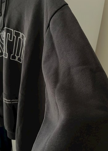 Koyu Gri Kapüşonlu Oversize Sweatshirt - Görsel 5