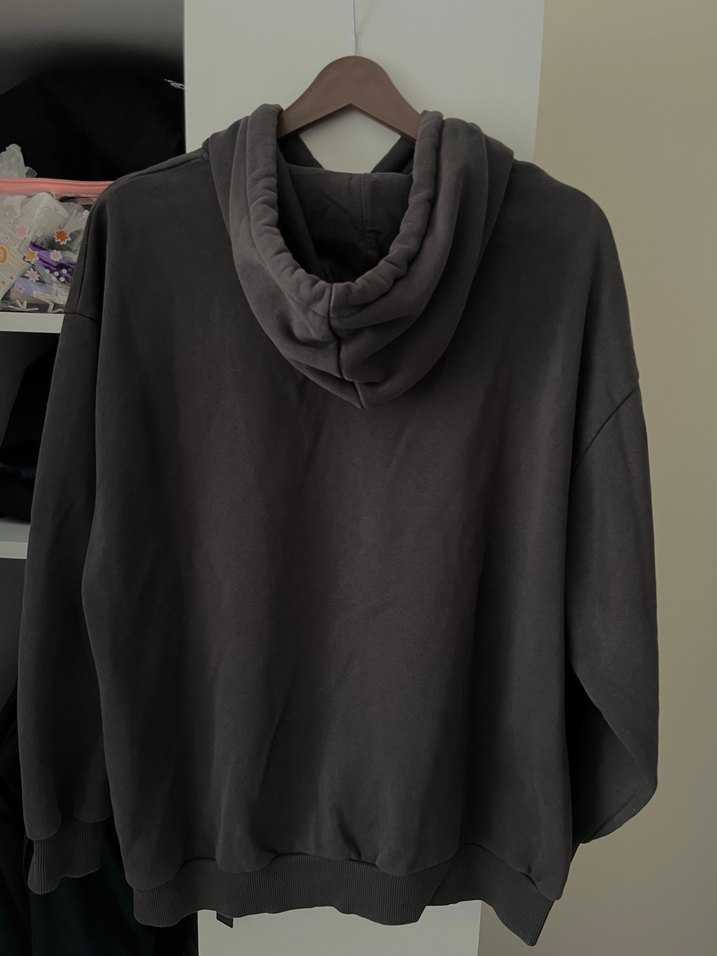 Koyu Gri Kapüşonlu Oversize Sweatshirt - Görsel 4