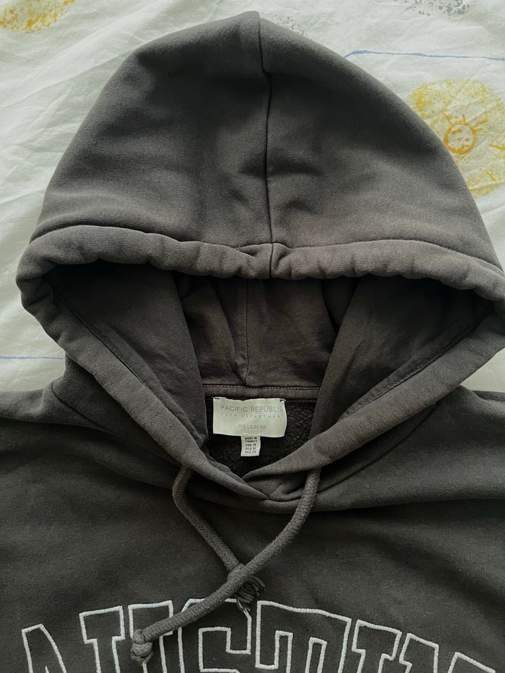 Koyu Gri Kapüşonlu Oversize Sweatshirt - Görsel 3