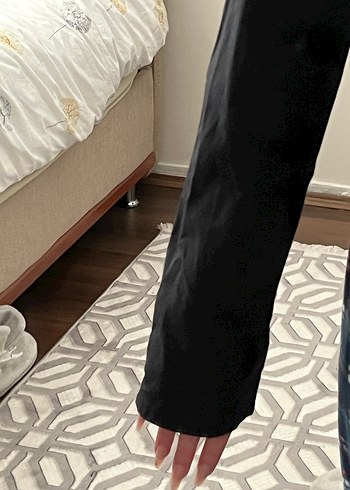 Siyah Fitilli Kadın Keten Bel Oturtmalı Gömlek - Görsel 2