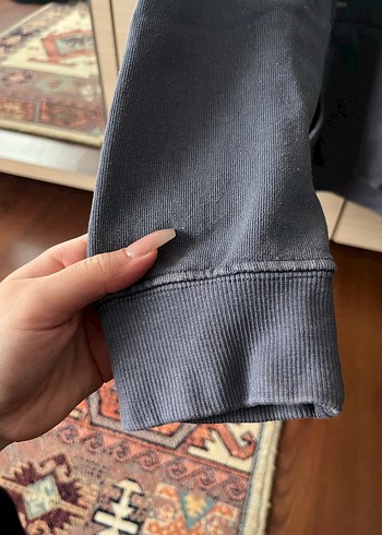 Mavi-Gri Kapüşonlu Kadın Sweatshirt - Görsel 3