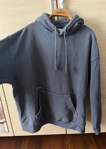 Mavi-Gri Kapüşonlu Kadın Sweatshirt - Görsel 2