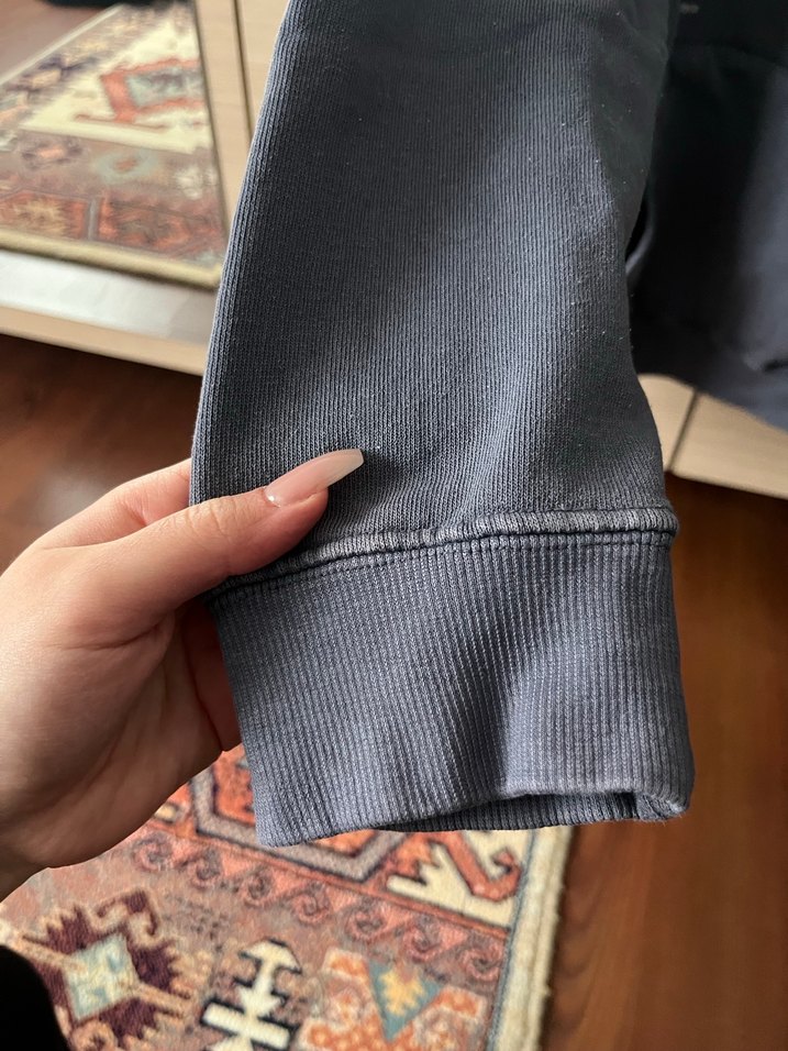 Mavi-Gri Kapüşonlu Kadın Sweatshirt - Görsel 3