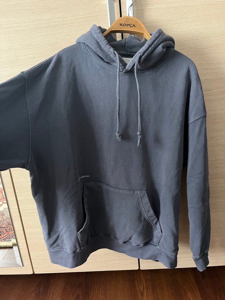 Mavi-Gri Kapüşonlu Kadın Sweatshirt - Görsel 2