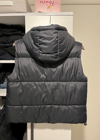 lacivert Fermuarlı Kapüşonlu Kadın kolsuz mont - Görsel 3