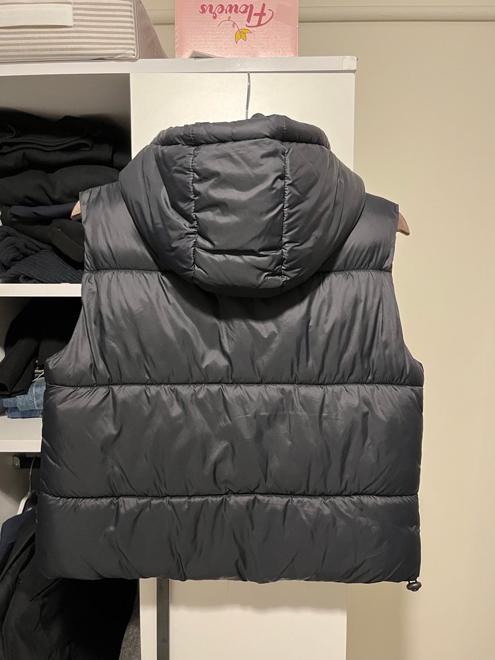 lacivert Fermuarlı Kapüşonlu Kadın kolsuz mont - Görsel 3