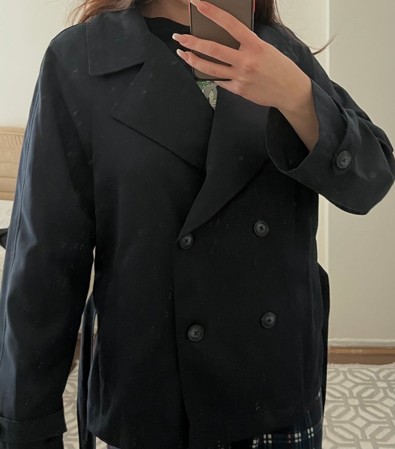 Kadın Lacivert Midi Trençkot Düğmeli - Görsel 5