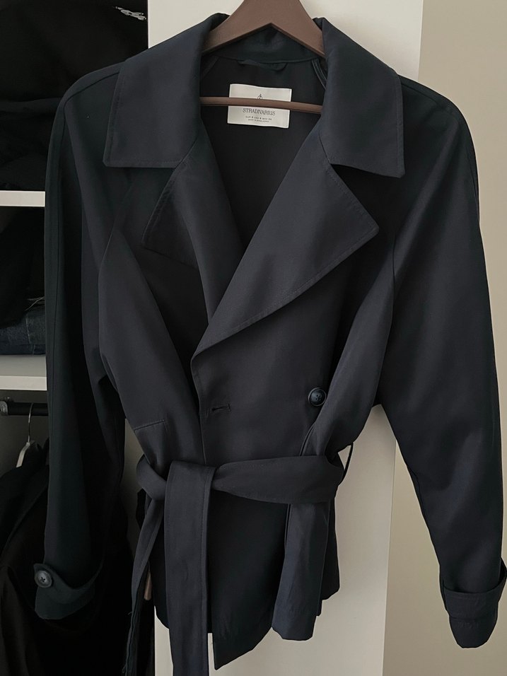 Kadın Lacivert Midi Trençkot Düğmeli - Görsel 3