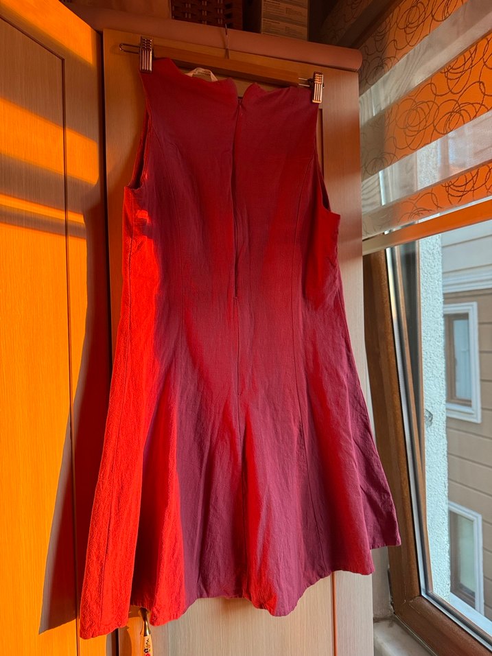 pembe kolsuz midi elbis - Görsel 2