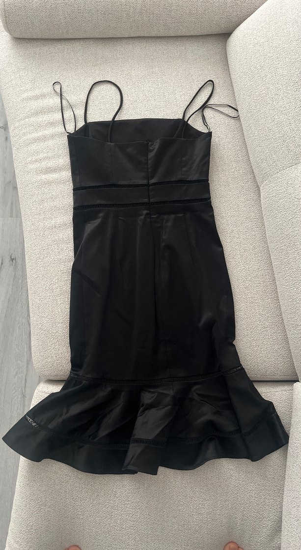 Siyah Drapeli Midi Strappy Elbise - Görsel 2