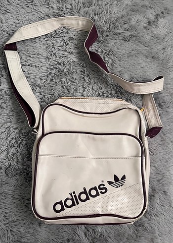 Beyaz Adidas Deri Spor Çantası vintage