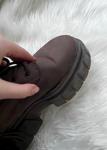 Kahverengi Deri Platform Topuklu Bağcıklı Bot - Görsel 6