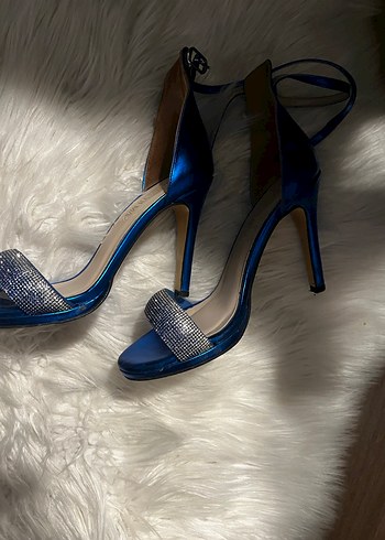 Mavi Parlak Stiletto Topuklu Kadın Ayakkabı 38 Beden - Görsel 7