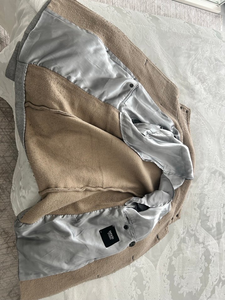 Erkek Gri Düğmeli Midi Kaban - Görsel 3