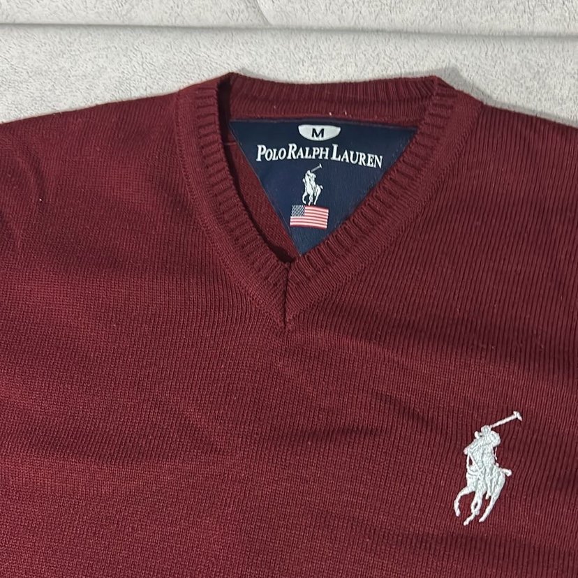 Bordo V Yaka Erkek Triko Kazak - Görsel 2