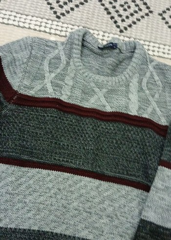 Gri Örgü Erkek Kazak - Görsel 2