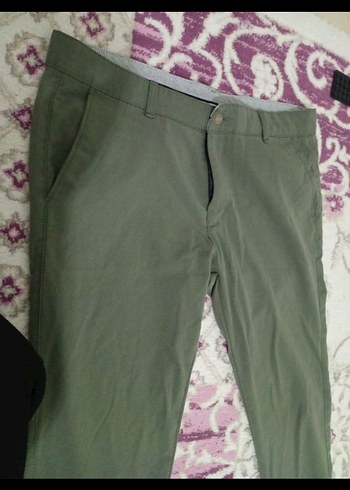 Erkek Yeşil Kemerli Regular Fit Pantolon - Görsel 2