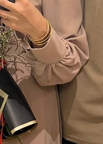 Bej Uzun Kollu Salaş Kadın Elbise - Görsel 3