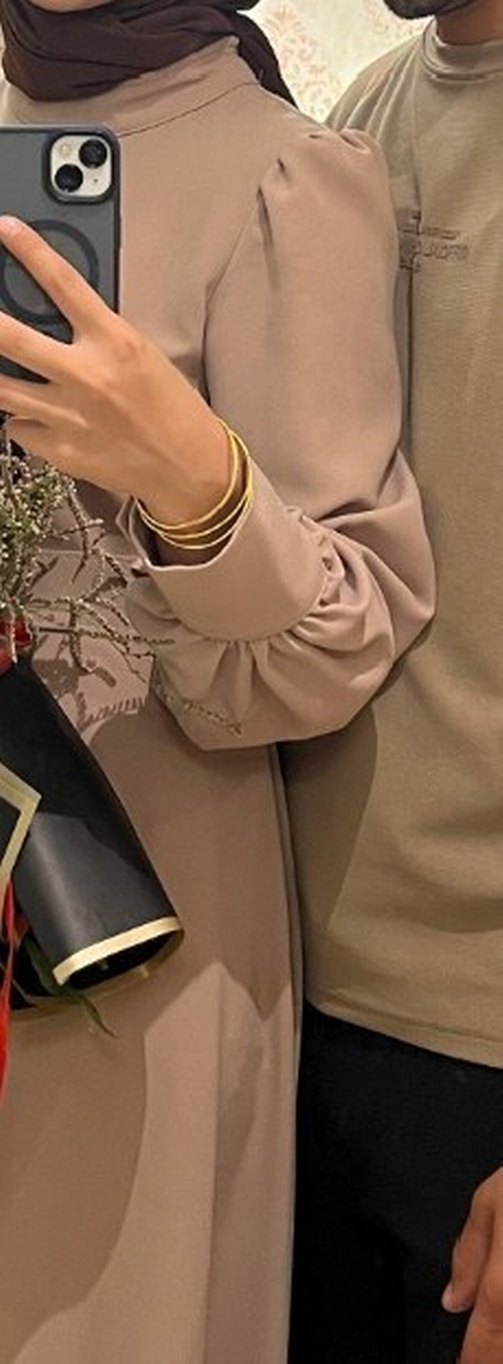 Bej Uzun Kollu Salaş Kadın Elbise - Görsel 3