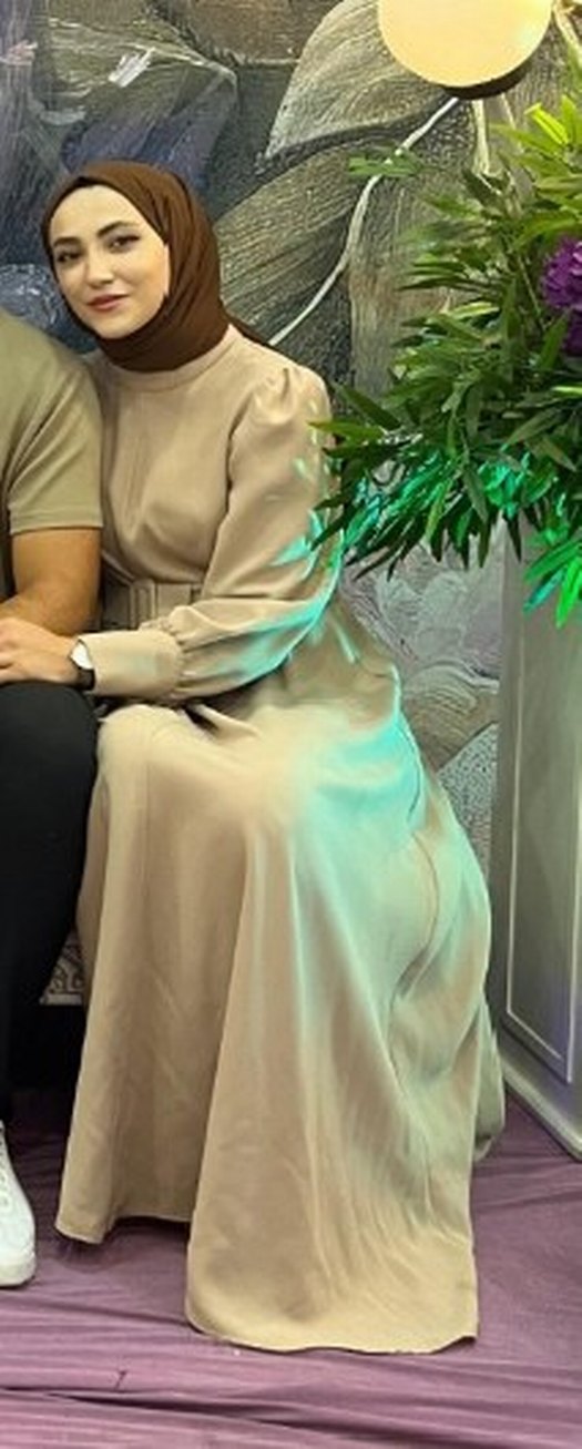 Bej Uzun Kollu Salaş Kadın Elbise - Görsel 2