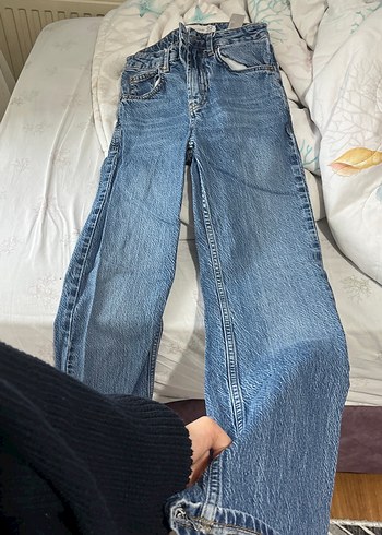 Düğmeli Bol Kesim Midi Kot Pantolon - Görsel 2