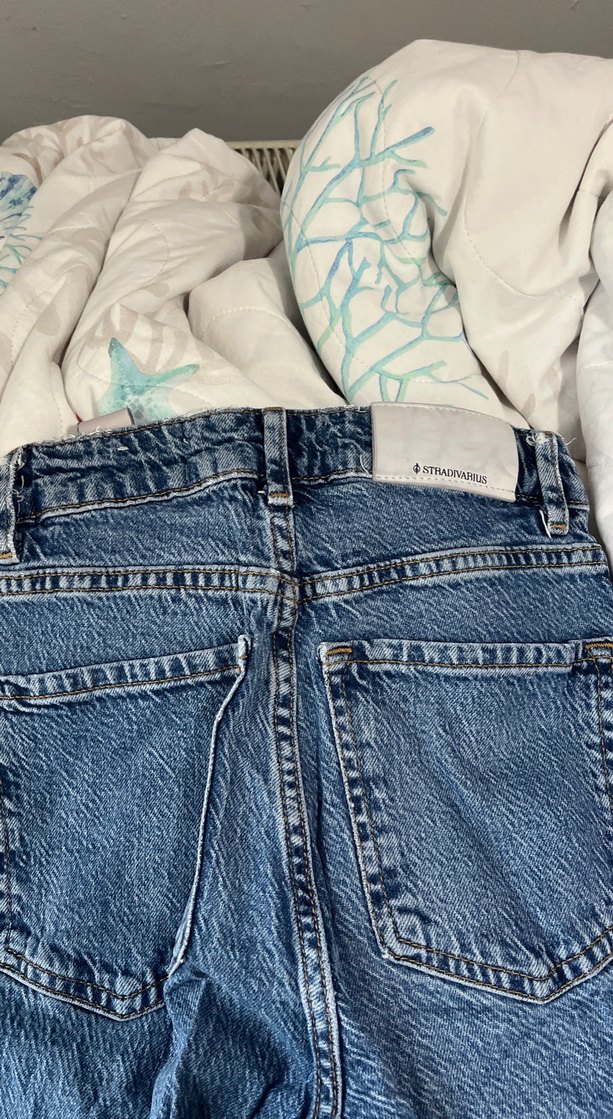 Düğmeli Bol Kesim Midi Kot Pantolon - Görsel 3