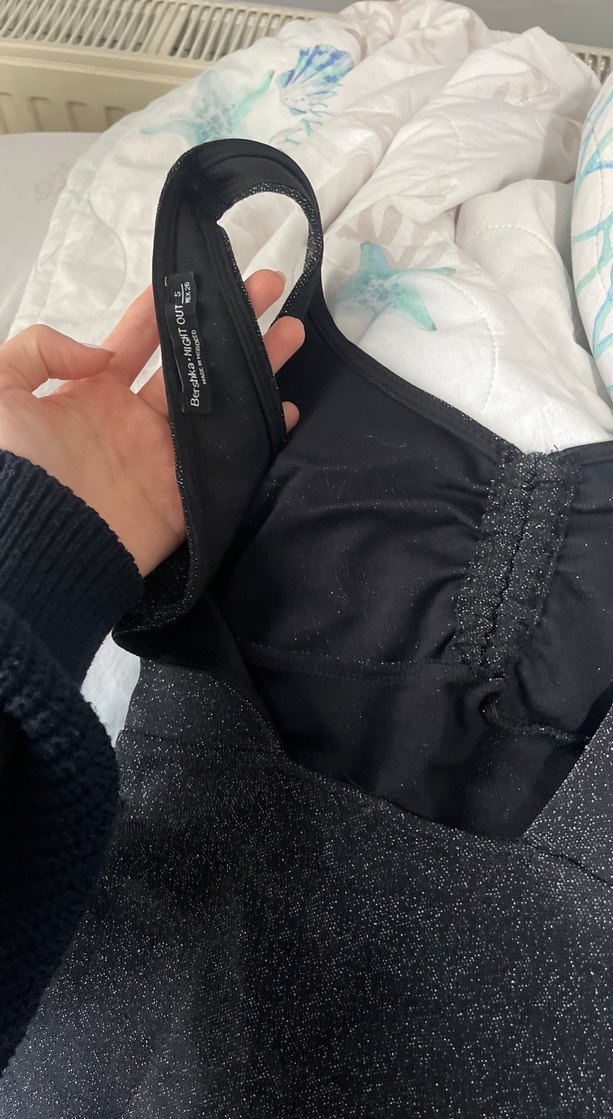 Siyah Parlak Bantlı Kadın Mayo - Görsel 3