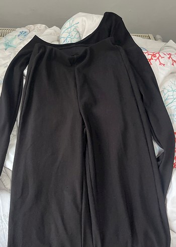 Kadın Siyah Asimetrik Kesim Bluz alt üst takım - Görsel 2