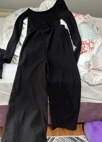 Kadın Siyah Asimetrik Kesim Bluz alt üst takım - Görsel 3